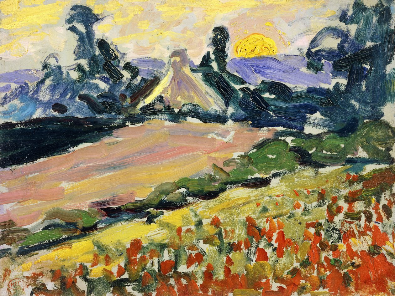 Gün Batımında Manzara; Gün batımında manzara, by Henri Edmond Cross