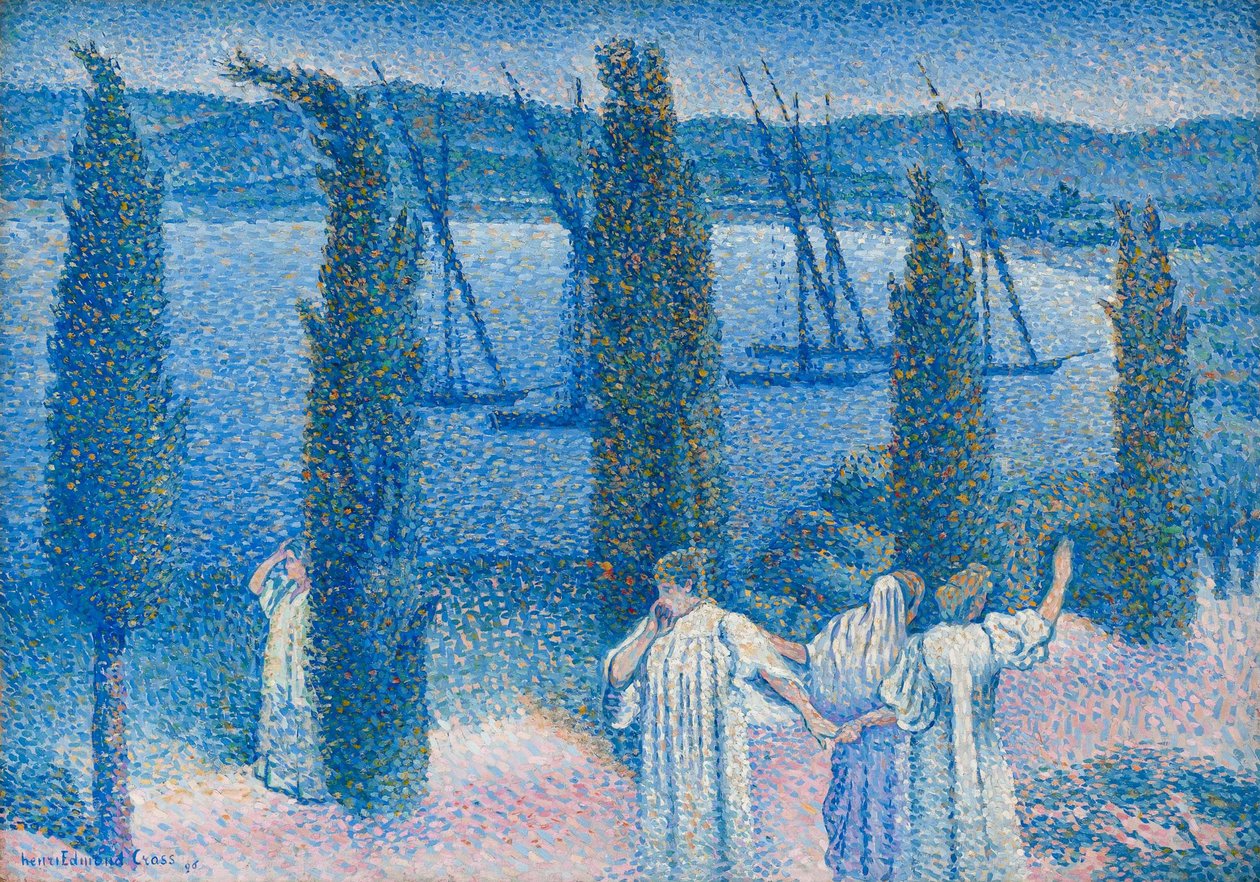 Selvili Nocturne Nocturne aux cyprès, 1896. by Henri Edmond Cross