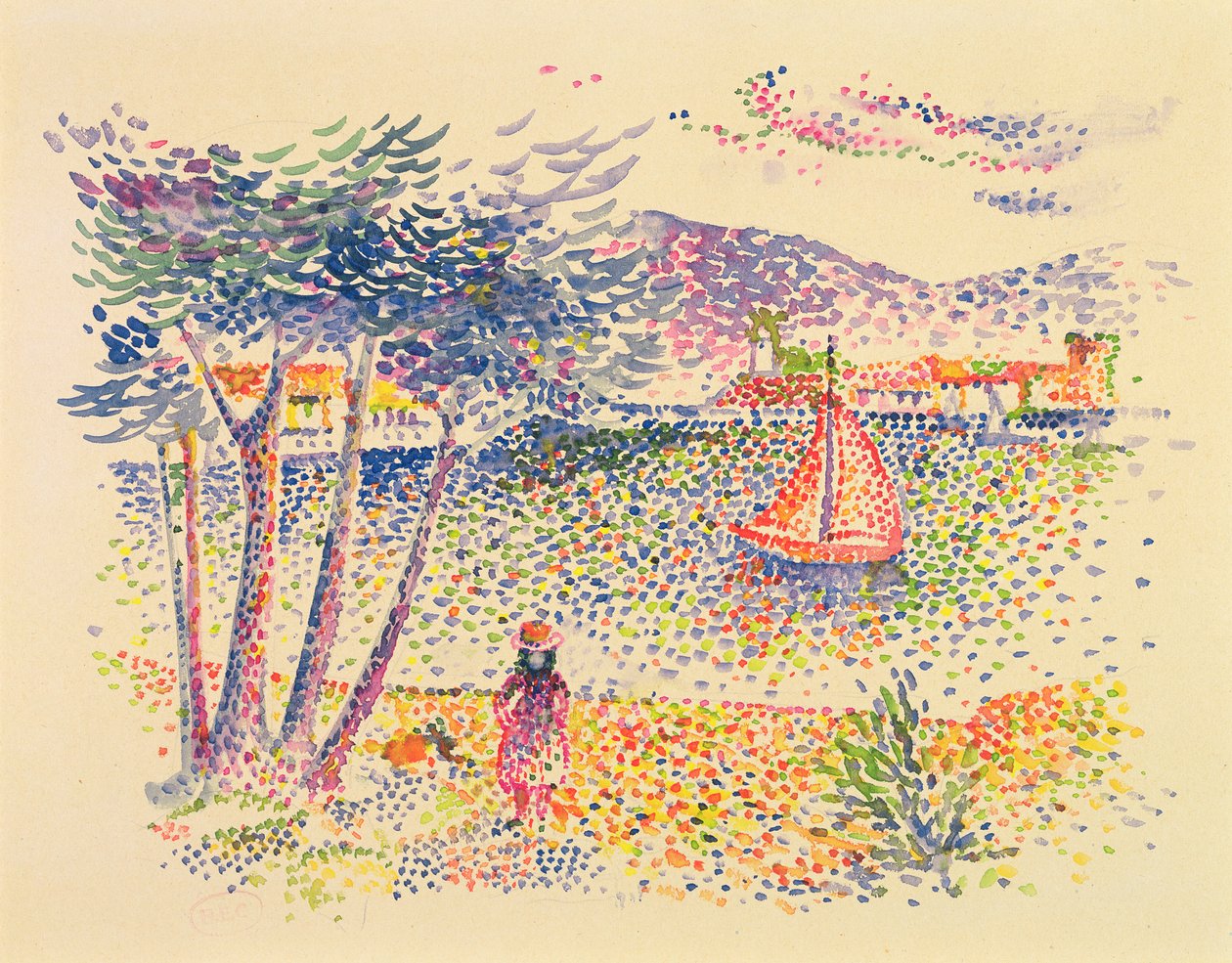Deniz Kenarında Yelkenli Tekneler by Henri Edmond Cross