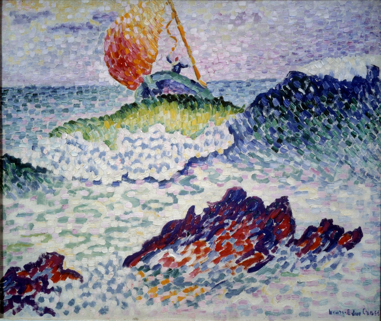 Gemi enkazı. Henri Delacroix Dit Cross (Henri Edmond Cross) (1856-1910) tarafından yapılan boyama by Henri Edmond Cross