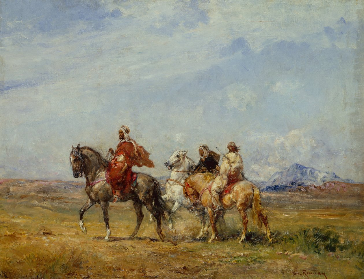 Bir Arap Av Partisi (tuval üzerine yağlı boya) by Henri Emilien Rousseau