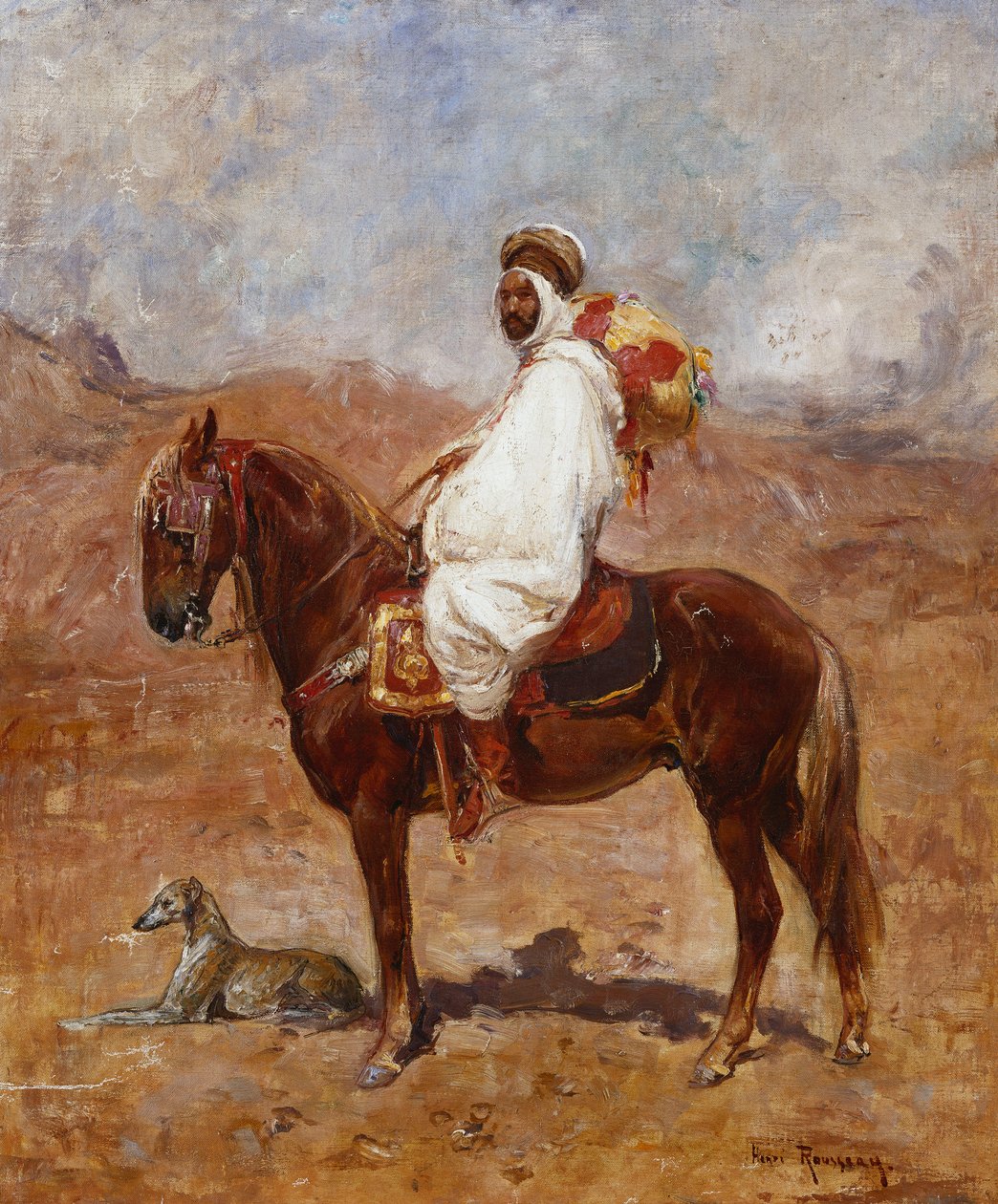 Çöl Manzarasında At Üzerinde Bir Arap by Henri Emilien Rousseau