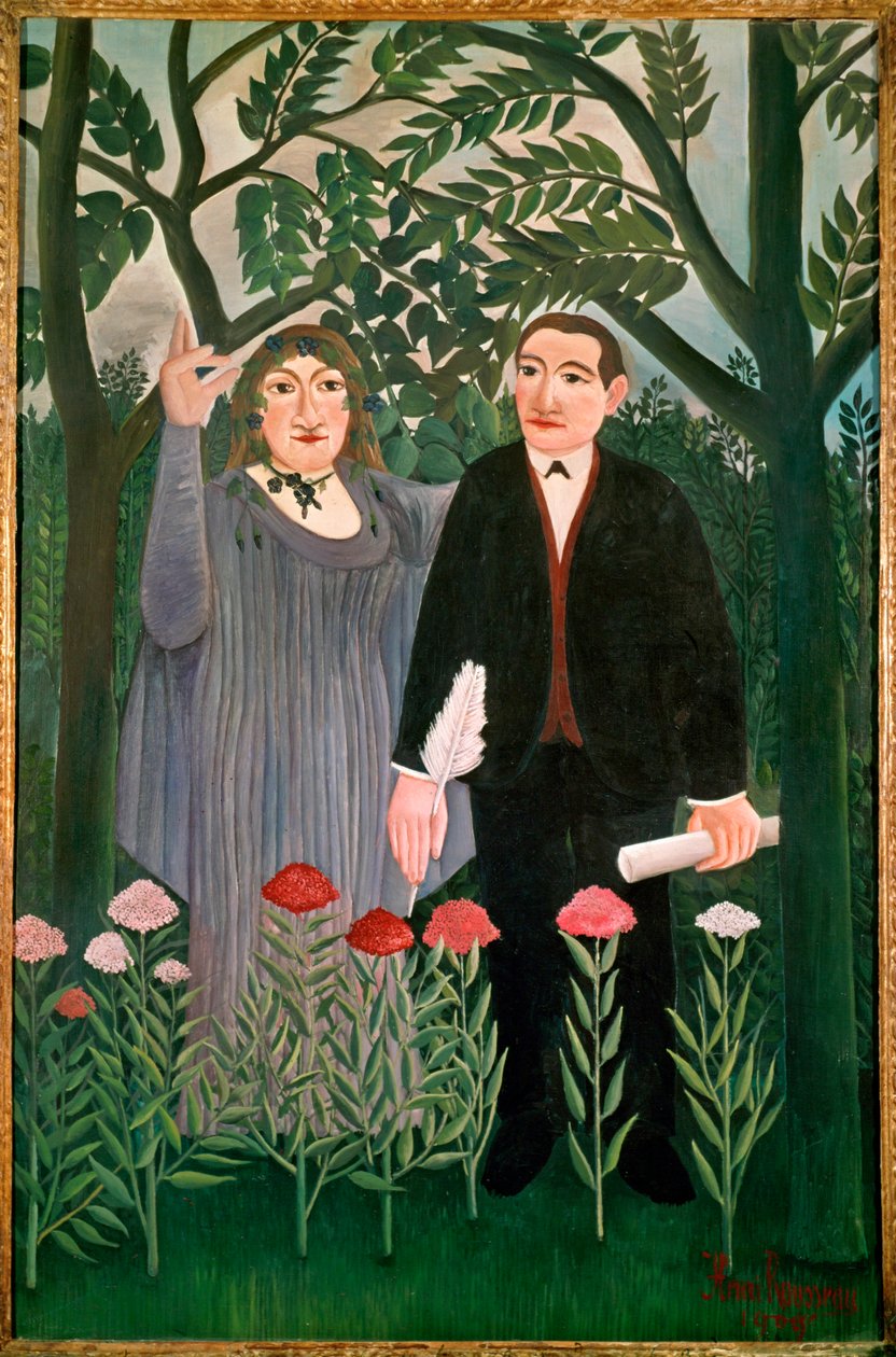 İlham perisi şaire ilham verir (tuval üzerine resim) by Henri Emilien Rousseau