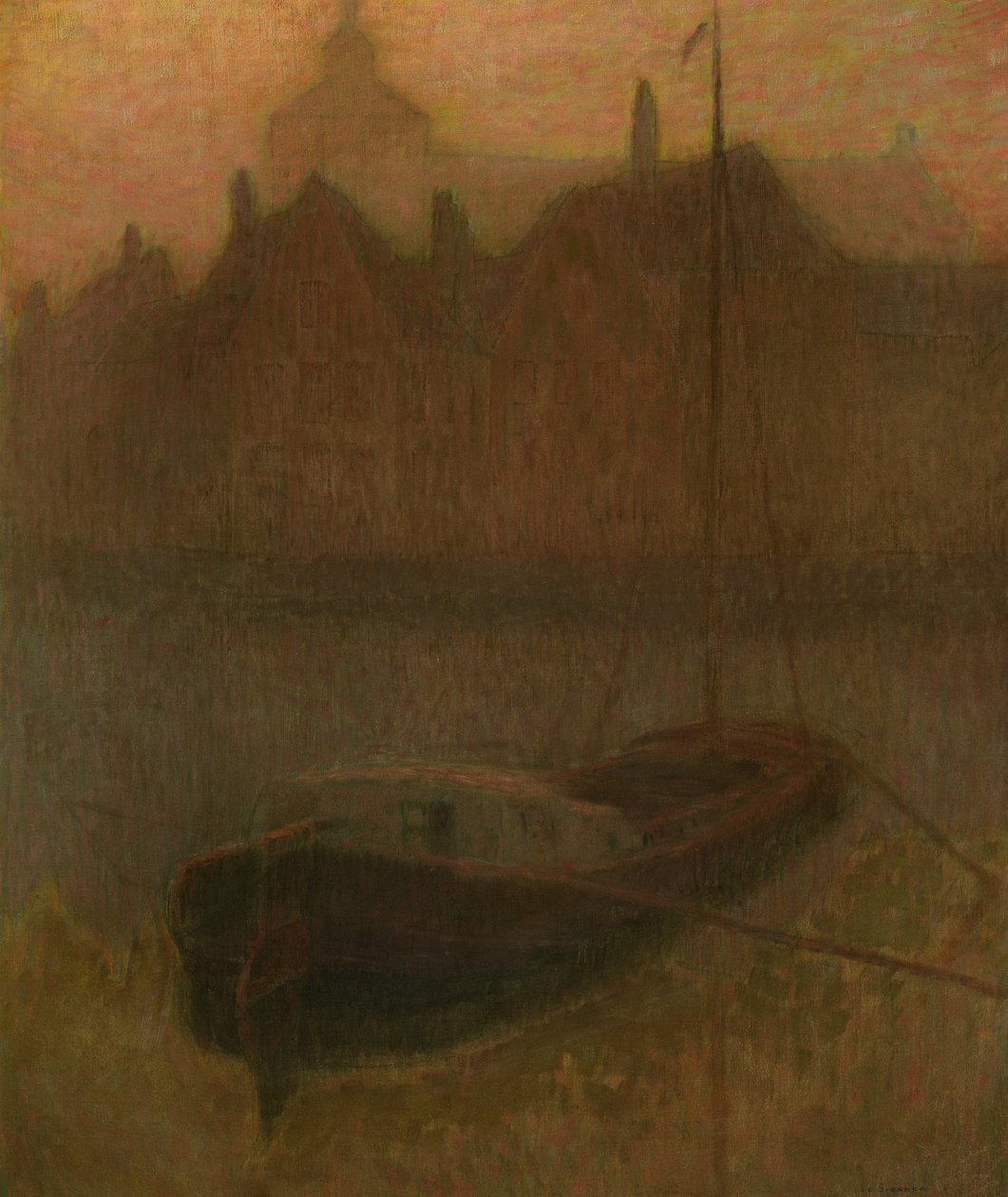 Kanalda Tekne (Sabah) (tuval üzerine yağlıboya) by Henri Eugene Augustin Le Sidaner