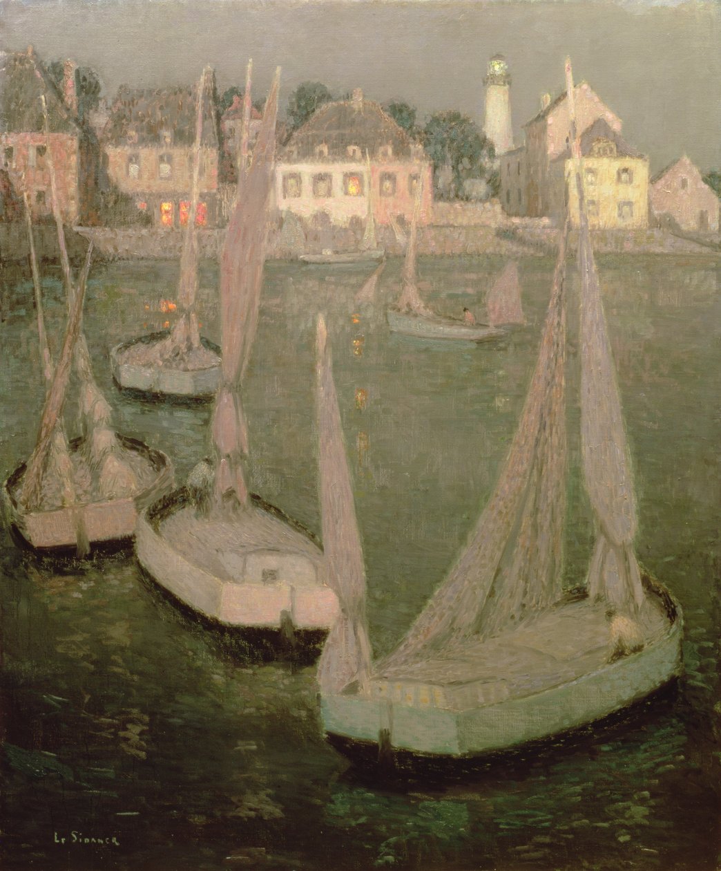 Moonlight tarafından Brittany Limanı by Henri Eugene Augustin Le Sidaner