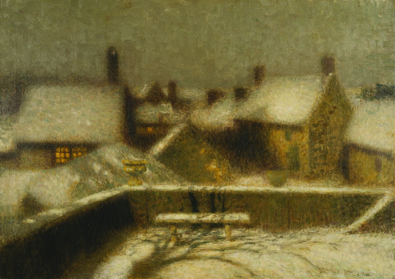 Karda Gerberoy; Gerberoy Sous la Neige, c.1900 (tuval üzerine yağlı boya) by Henri Eugene Augustin Le Sidaner