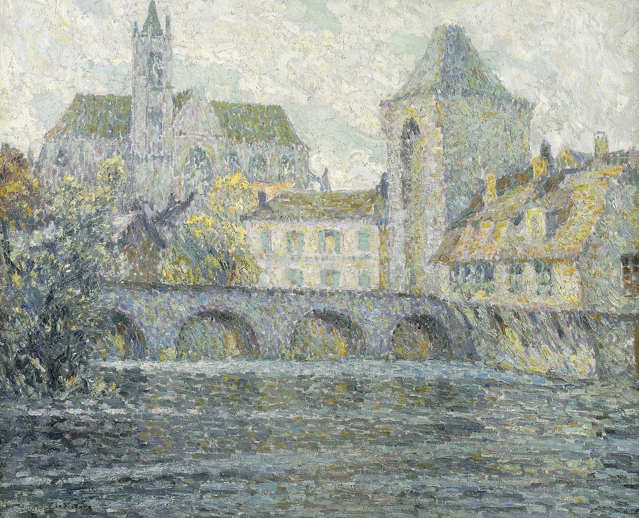 Moret Peyzaj, Köprü; Manzara Moret, Köprü by Henri Eugene Augustin Le Sidaner