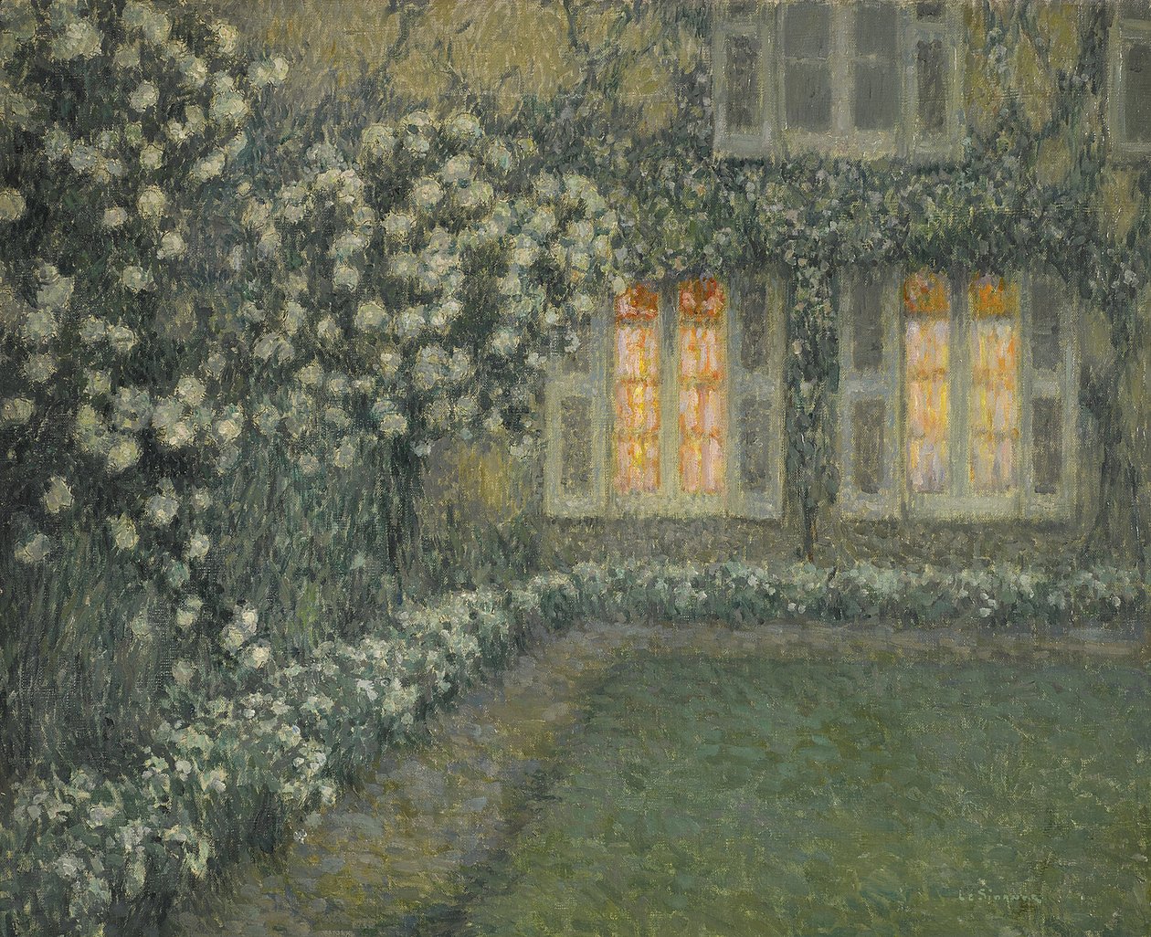 Post-Empresyonizm: Le jardin blanc au crepuscule (Alacakaranlıkta beyaz bahçe), Le Sidaner, Henri (1862-1939) by Henri Eugene Augustin Le Sidaner