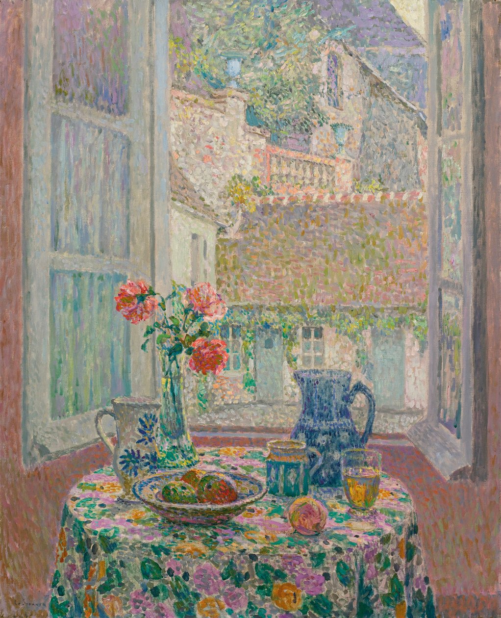 Avluya bakan masa - Henri Le Sidaner (1862-1939) tablosu by Henri Eugene Augustin Le Sidaner