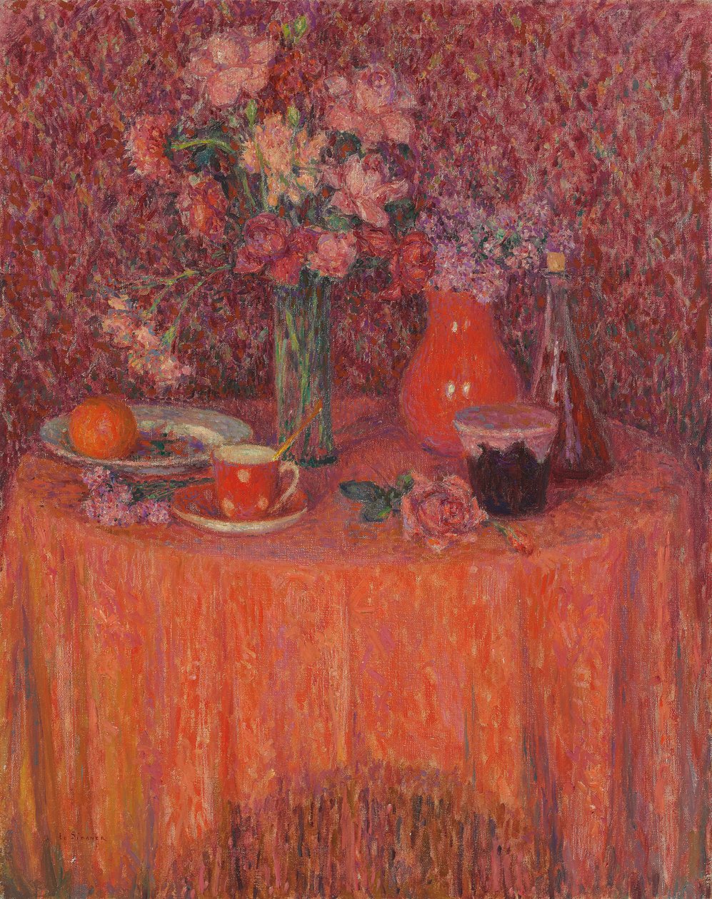 Tablo, Kırmızı Uyum; Le Masa, Harmonie Rouge by Henri Eugene Augustin Le Sidaner