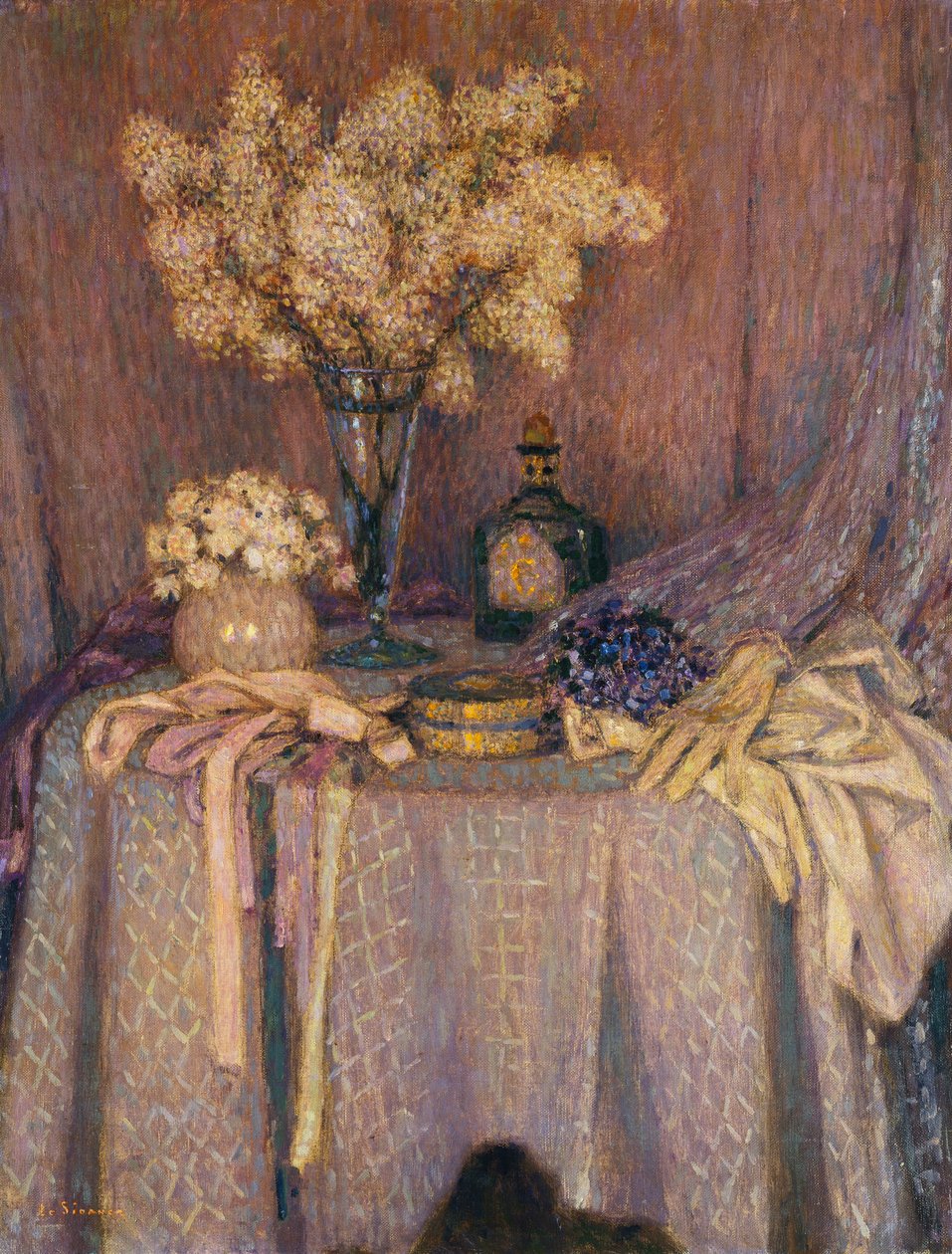 Masa, Mor Uyum; La Table, Harmonie Leylak by Henri Eugene Augustin Le Sidaner