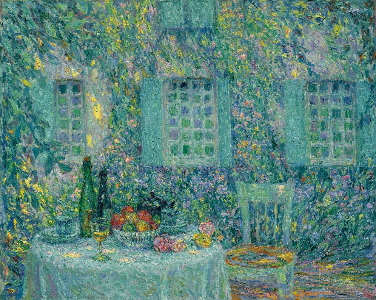 Masa. Yapraklardaki Güneş, Gerberoy - Peinture de Le Sidaner, Henri (1862-1939) by Henri Eugene Augustin Le Sidaner
