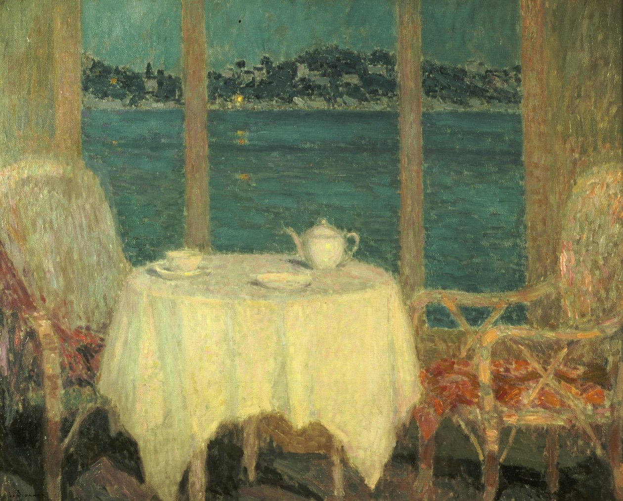St. Tropez Körfezi Önündeki Teras by Henri Eugene Augustin Le Sidaner