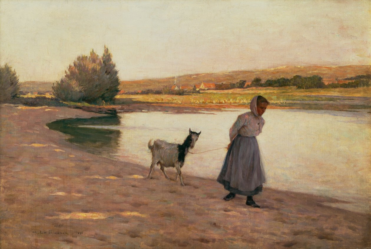 Keçi çeken kadın by Henri Eugene Augustin Le Sidaner