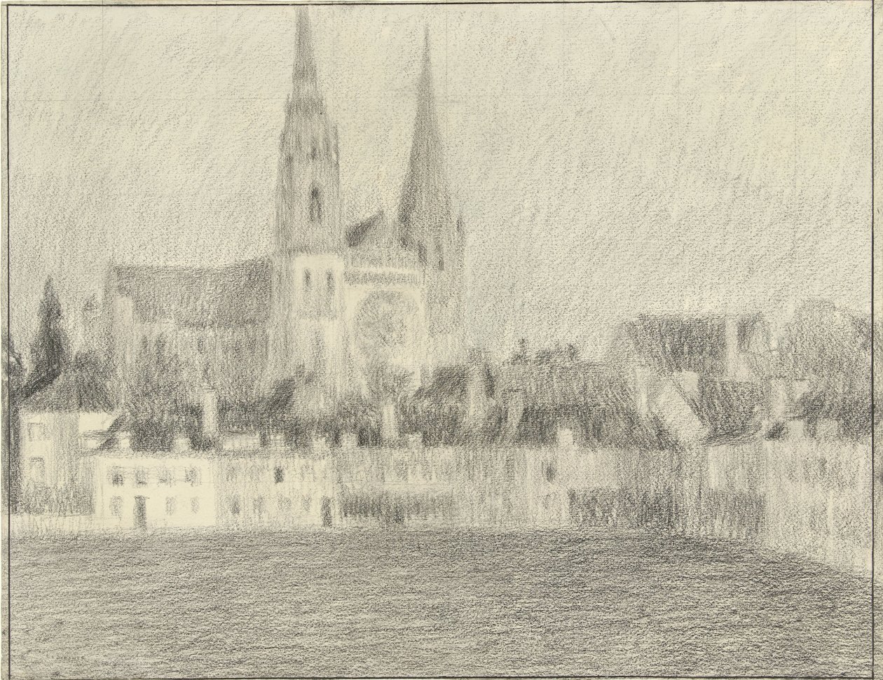 Chartres'in görünümü by Henri Eugene Le Sidaner