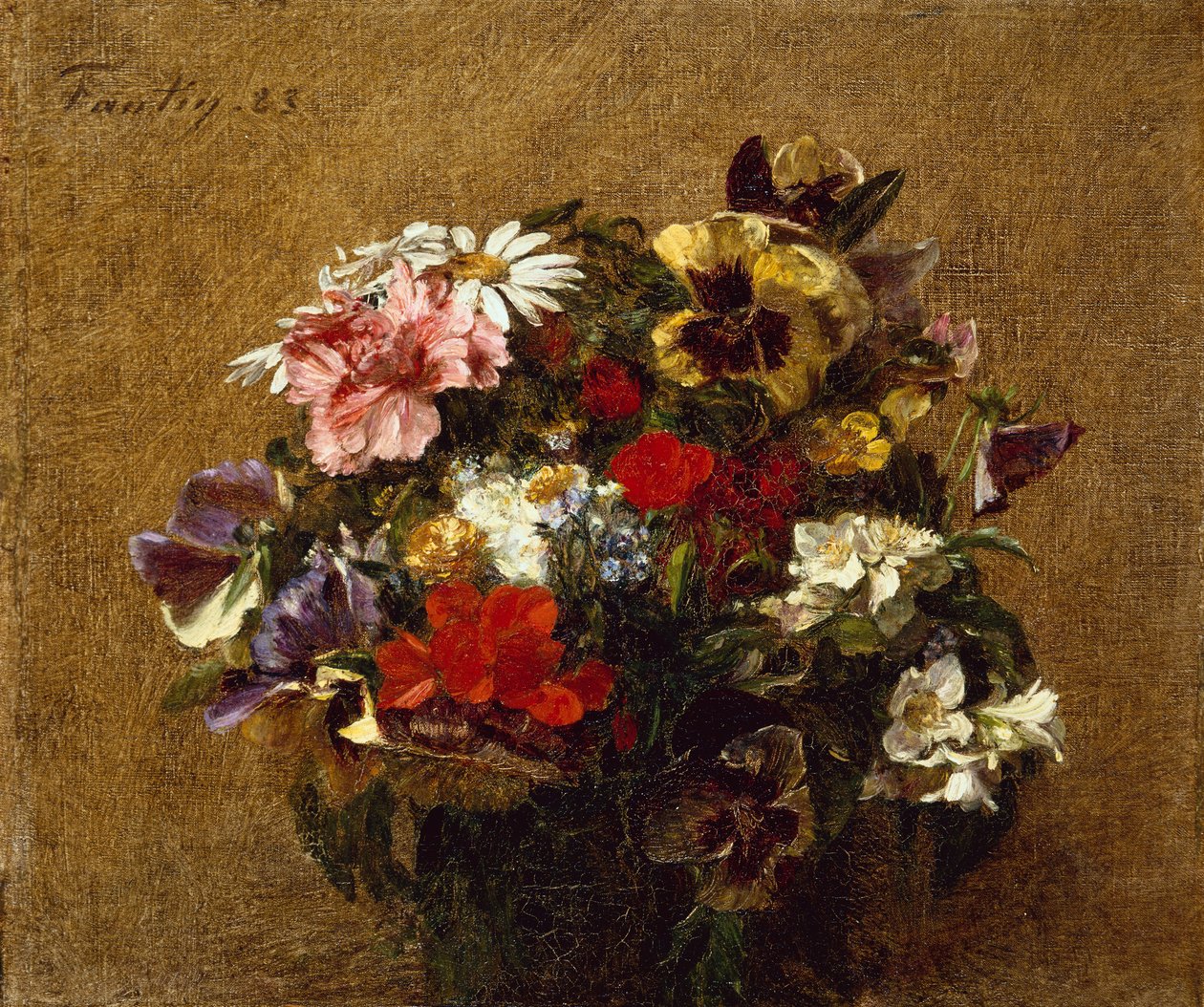 Çiçek buketi by Ignace Henri Jean Fantin Latour