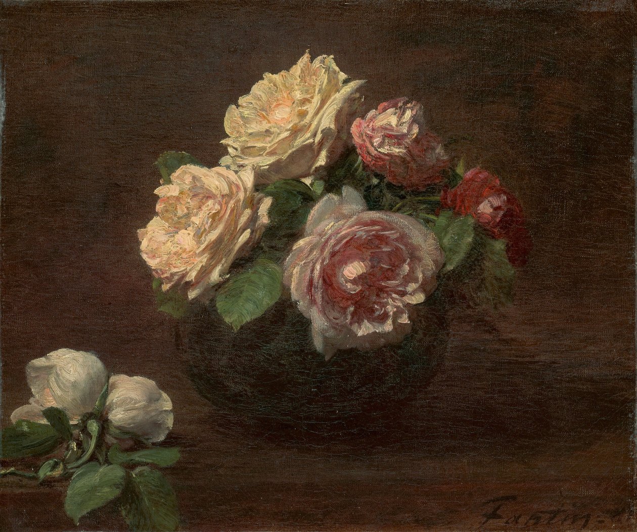 Bir kasede güller by Ignace Henri Jean Fantin Latour