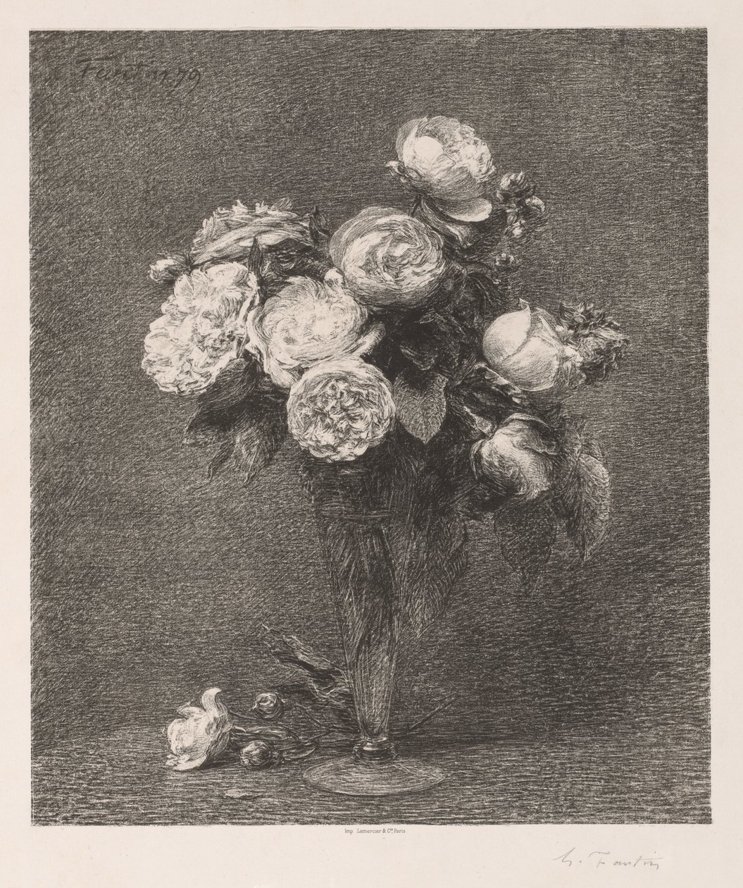 Gül buketi by Ignace Henri Jean Fantin Latour