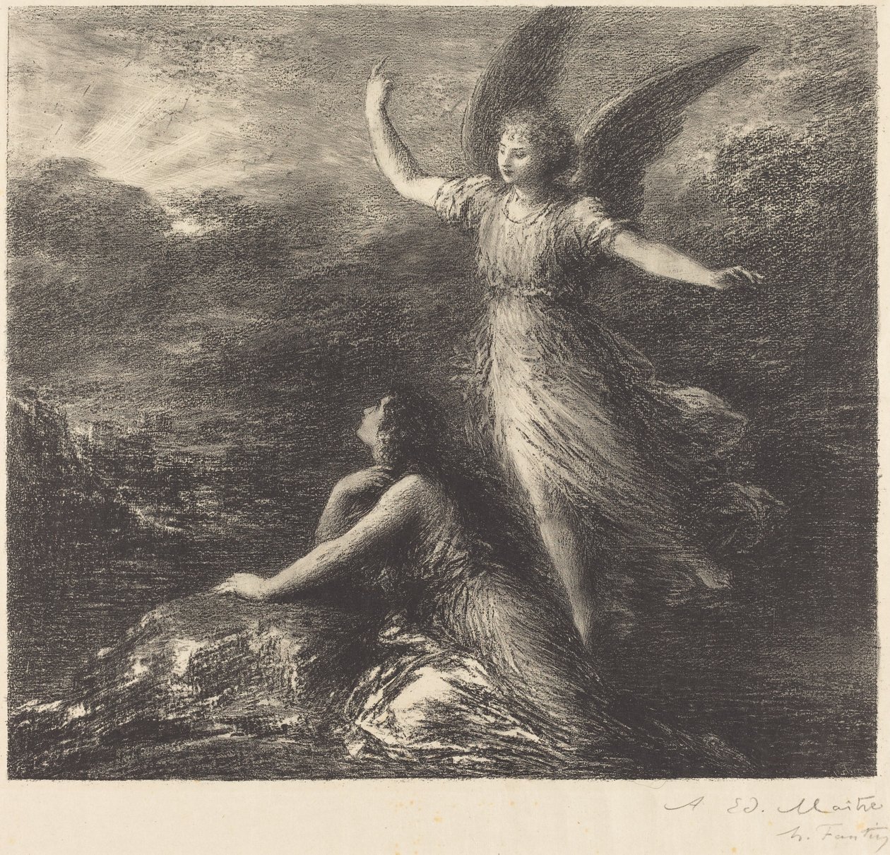 "Cennet ve Peri"den ilk çıkış (2. plaka) by Ignace Henri Jean Fantin Latour