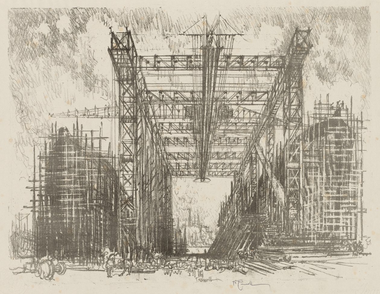İngiliz Savaş Çalışması: Gantry (Bir Tüccar Tersanesi) by Ignace Henri Jean Fantin Latour