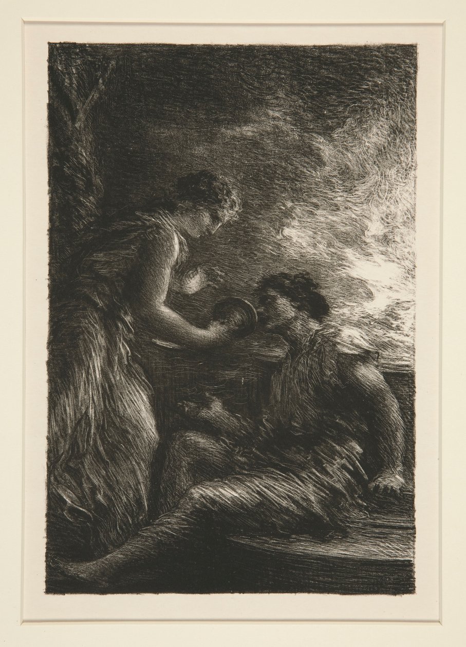 La Valkyrie: I. perde, Sieglinde et Siegmund (Valkyries: I. Perde, Sieglinde ve Siegmund) by Ignace Henri Jean Fantin Latour
