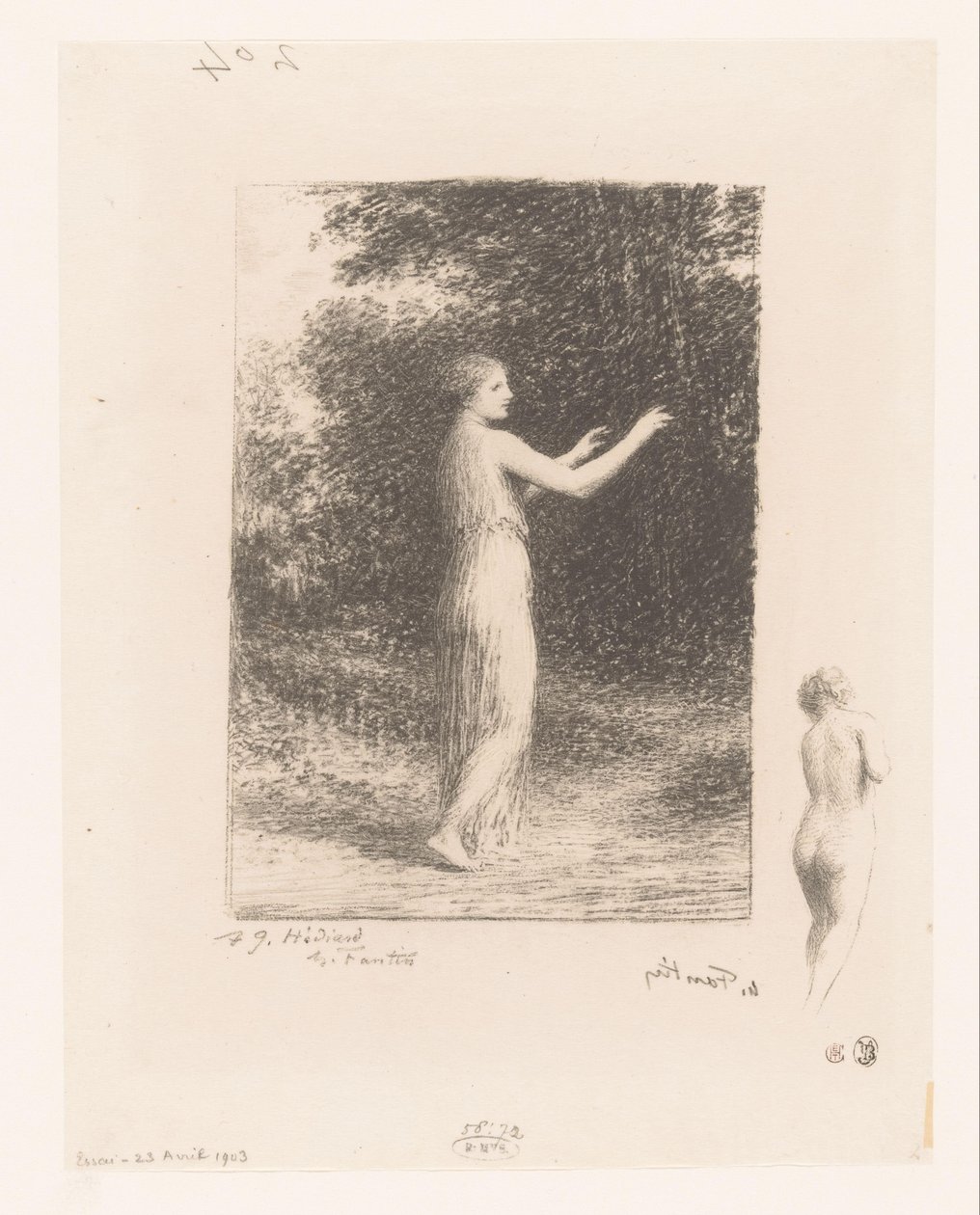 Maagd van Lycus doğal olarak dolaşıyor Dilenci Gedichten van André Chénier (dizi başlığı) André Chénier'in Şiirleri için İllüstrasyonlar (dizi başlığı) by Ignace Henri Jean Fantin Latour