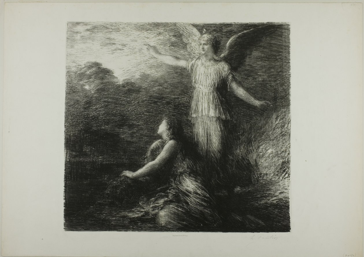 Cennet ve Peri (Açılış), ilk plaka by Ignace Henri Jean Fantin Latour