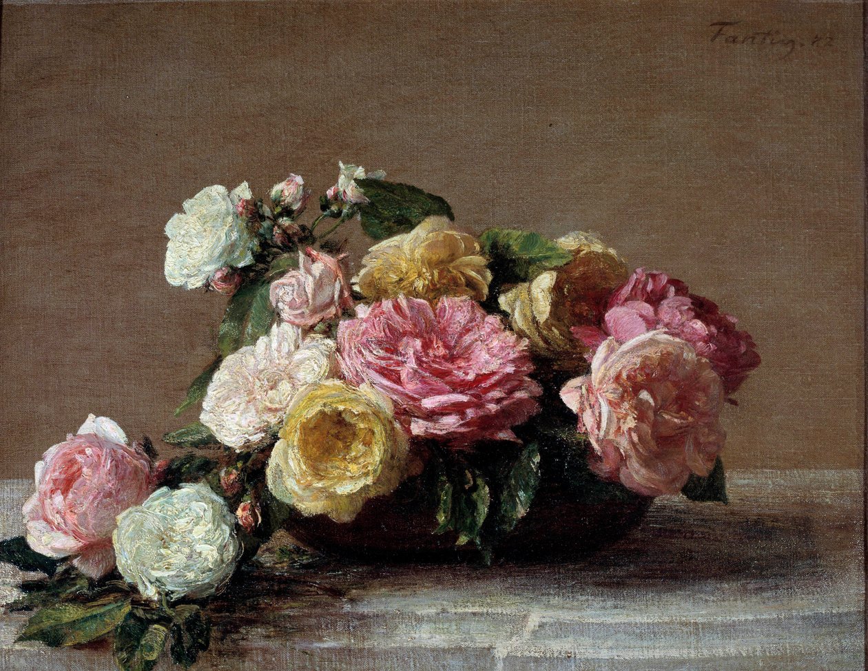 Fincandaki Güller Tablosu, Henri Fantin Latour (Fantin-Latour) by Ignace Henri Jean Fantin Latour