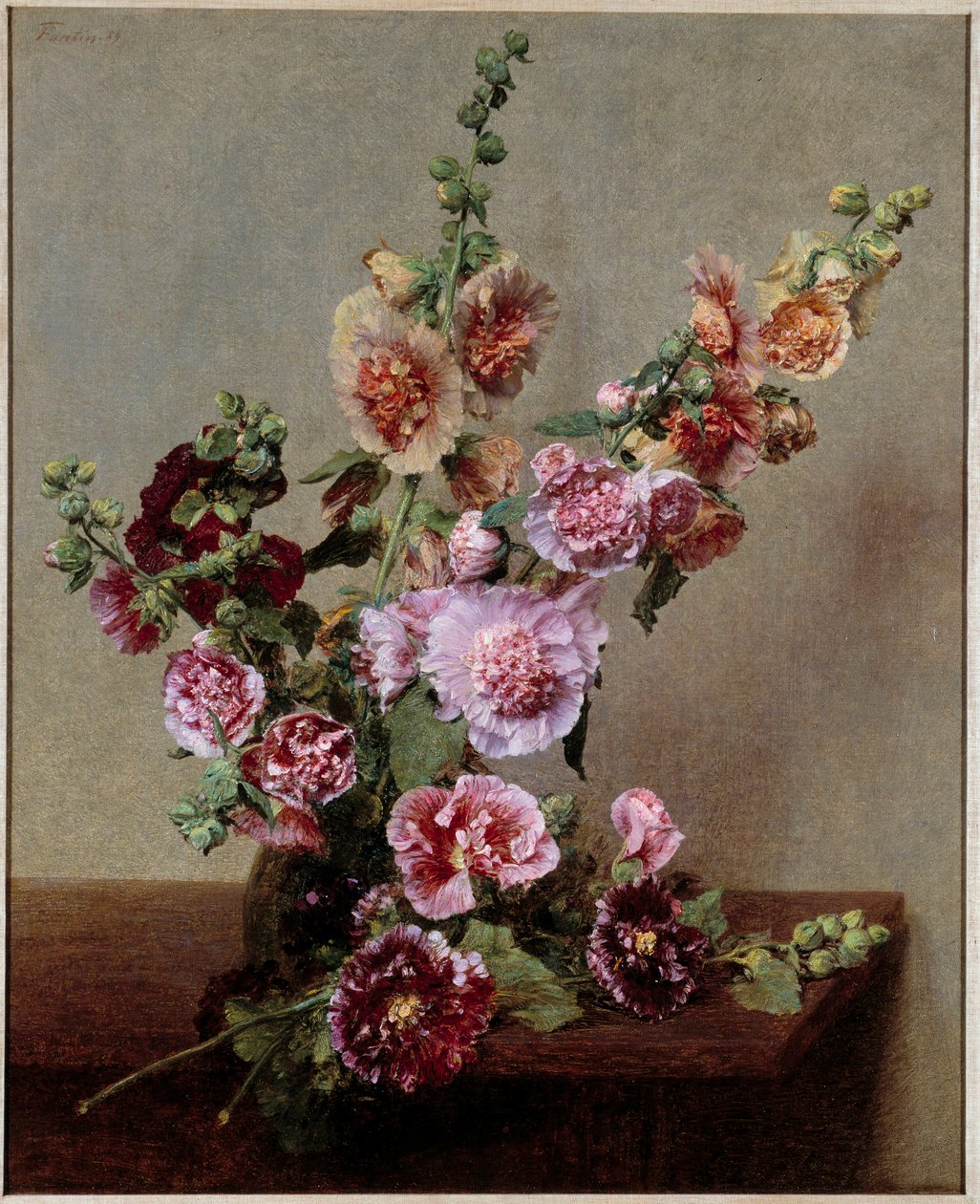 Güller tremieres Boyama Henri Fantin Latour (Fantin-Latour) by Ignace Henri Jean Fantin Latour