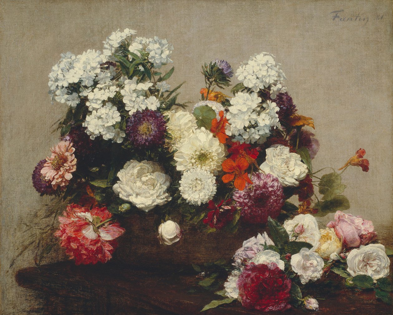 Çiçeklerle Natürmort, 1881. by Ignace Henri Jean Fantin Latour
