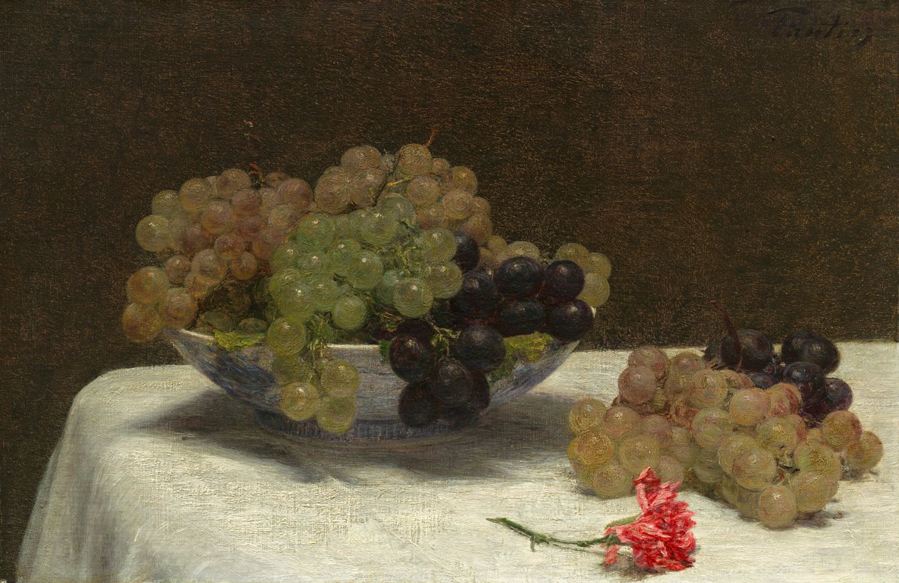 Üzüm ve Karanfil ile Natürmort by Ignace Henri Jean Fantin Latour