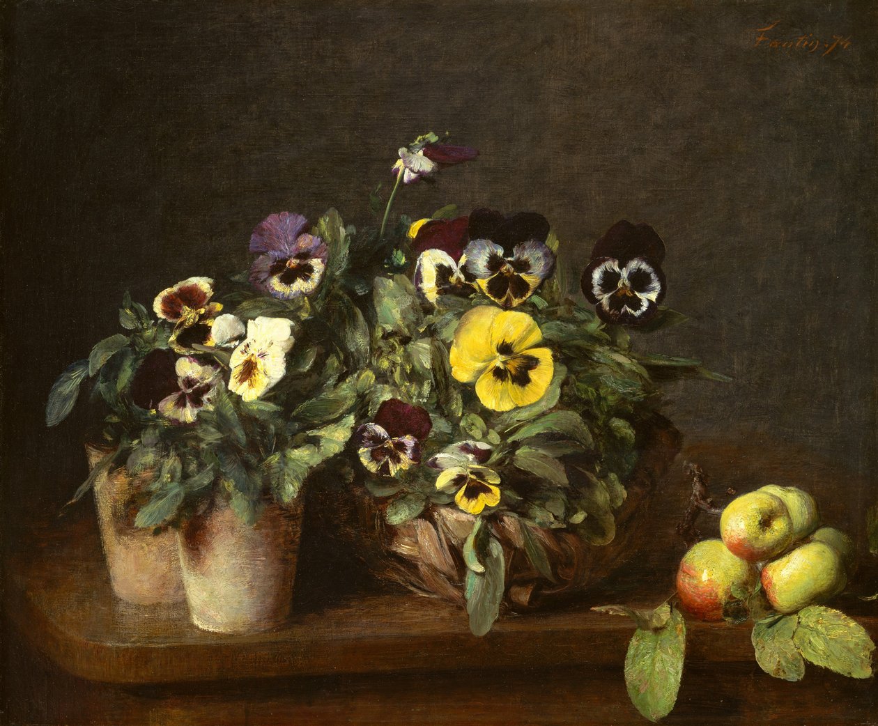 Hercai Menekşe ile Natürmort, 1874. by Ignace Henri Jean Fantin Latour