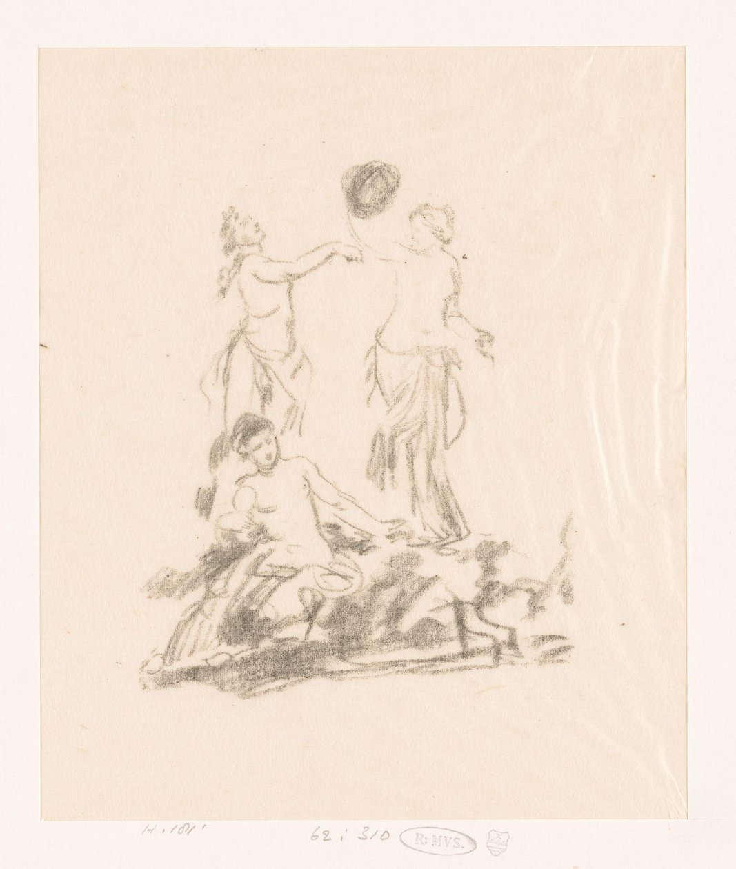 Üç dans eden kadın çalışması by Ignace Henri Jean Fantin Latour