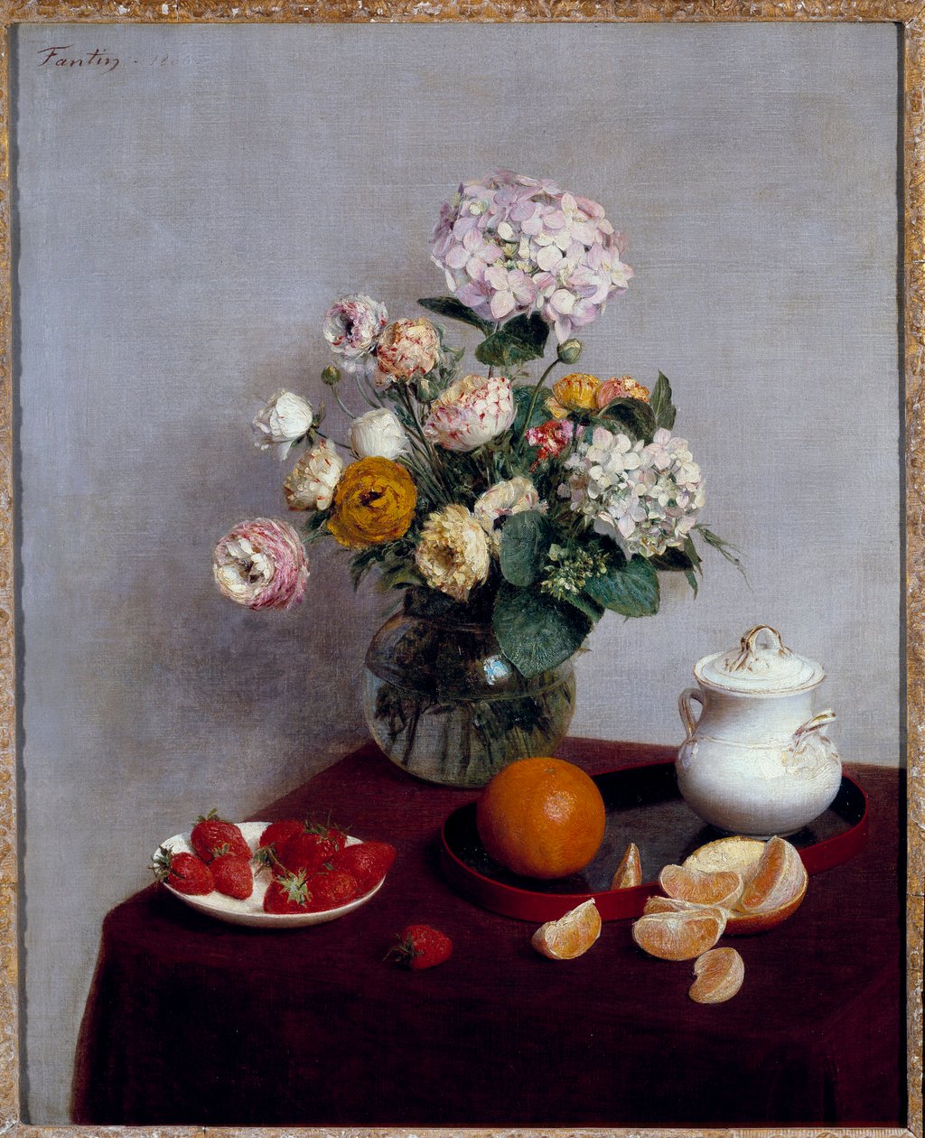 Yaz Çiçekleri ve Meyveleri Tablosu, Henri Fantin Latour (Fantin-Latour) by Ignace Henri Jean Fantin Latour