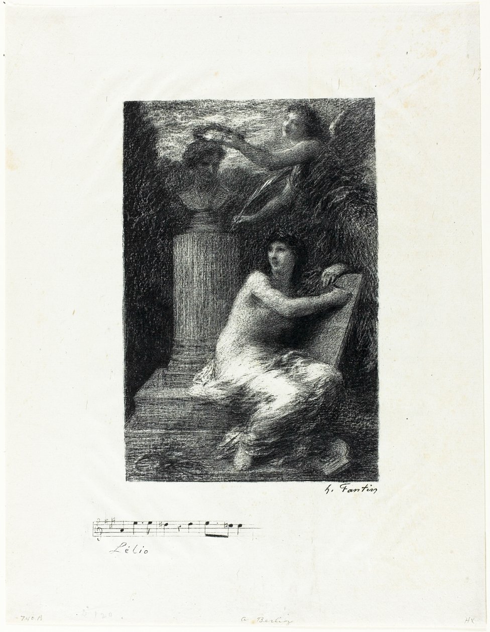 Berlioz'a, küçük tabak by Ignace Henri Jean Fantin Latour