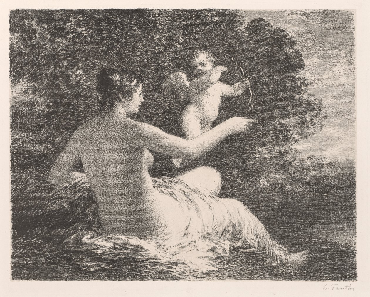 Venüs ve Aşk Tanrısı by Ignace Henri Jean Fantin Latour