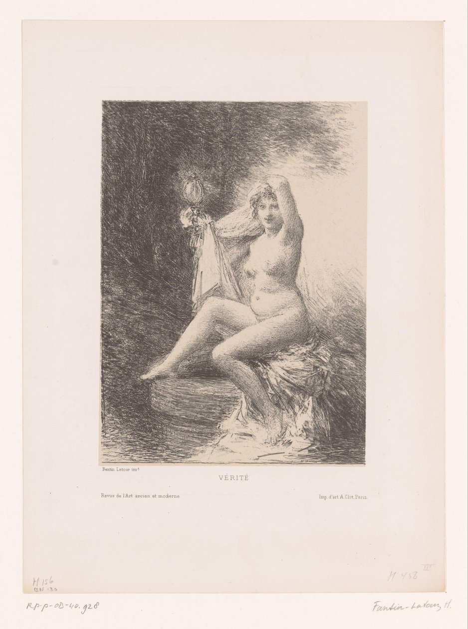 Kuyuda oturan gerçek Vérité (nesne üzerindeki başlık) by Ignace Henri Jean Fantin Latour