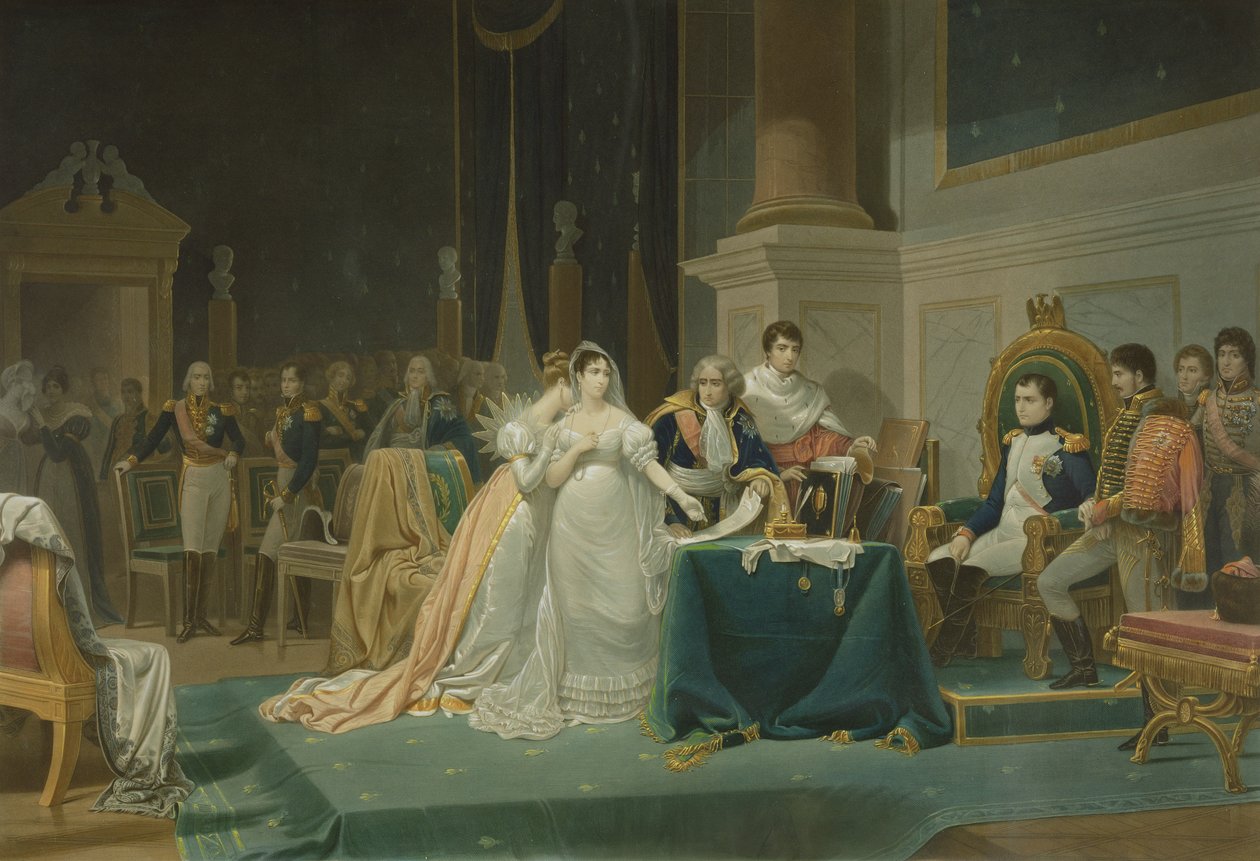 İmparatoriçe Josephine'in Boşanması (1763-1814) 15 Aralık 1809, Jean Pierre Marie Jazet (1788-1871) 1851 (aquatint) (ayrıca bkz. 62790) by Henri Frederic Schopin