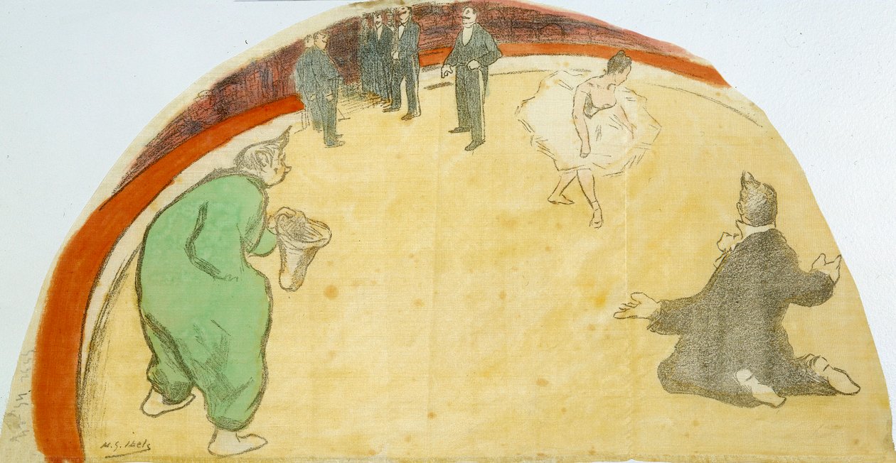 Dansçılı sirk gösterisi, palyaçolar. Henri Gabriel Ibels'in (1867-1936) pastel çizimi 20. yüzyıl Özel koleksiyon by Henri Gabriel Ibels