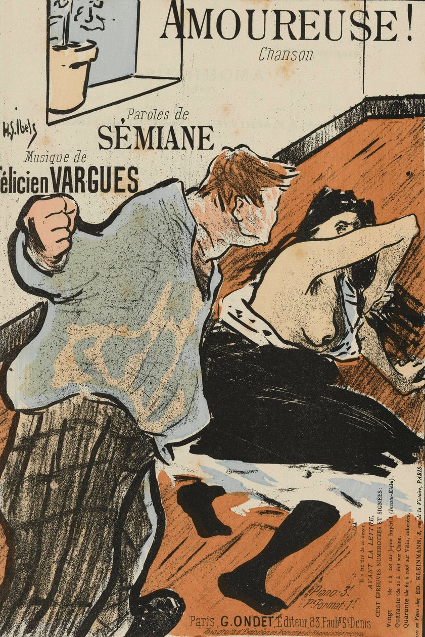 Amoureuse skorunun kapağı! Felicien Vargues, Ibels, Henri Gabriel (1867-1936). renkli litografi by Henri Gabriel Ibels