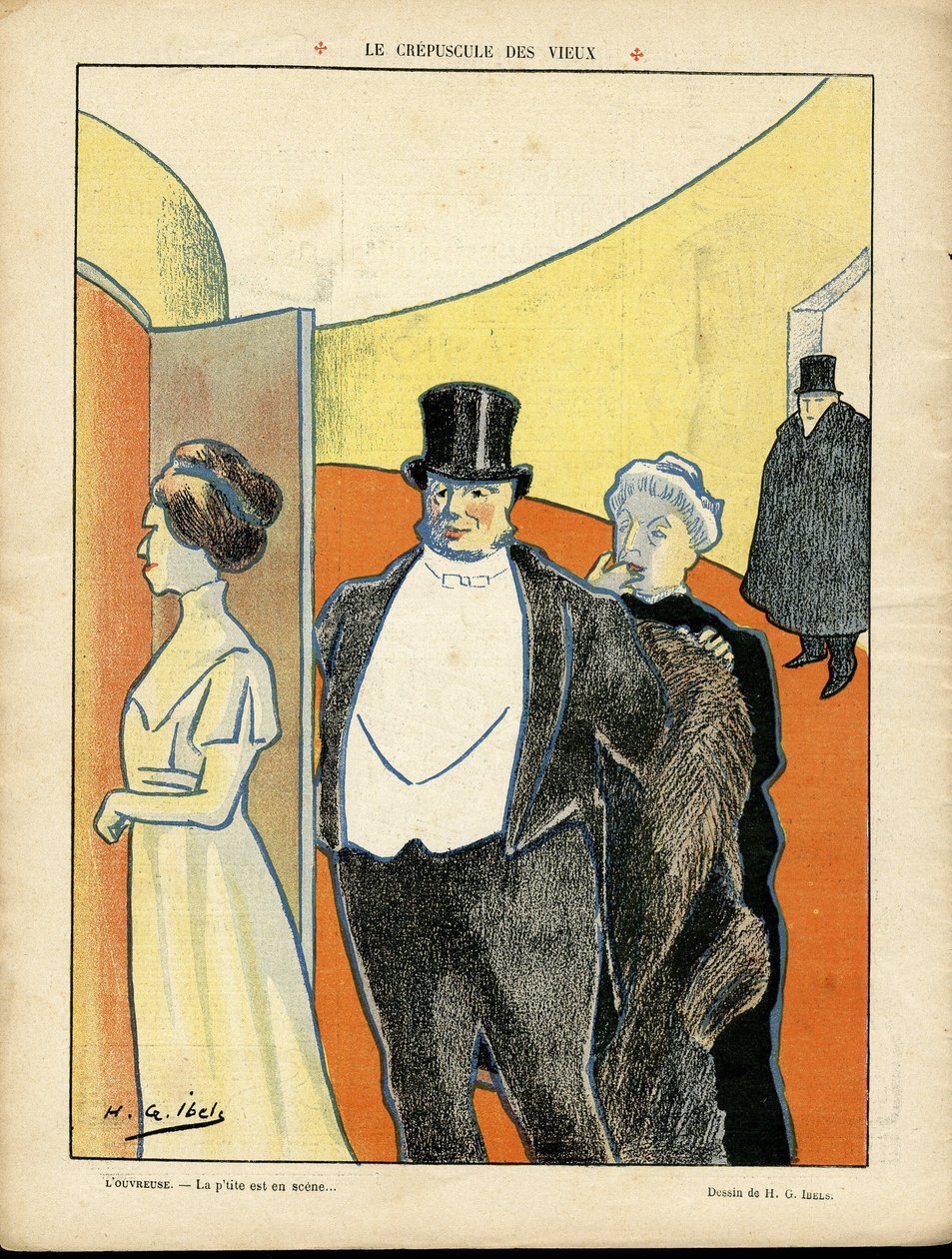 H. G. Ibels (1867-1936) tarafından Le Rire, 27/02/09 - Eskilerin Alacakaranlığı - Tiyatro, Üçüncü Çağ, Zenginlerin Hayatı - Seyirciler by Henri Gabriel Ibels