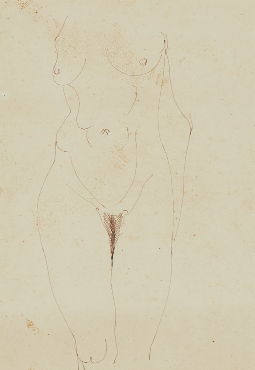 Kadın Çıplak Gövde (kağıt üzerine kalem ve mürekkep) by Henri Gaudier Brzeska
