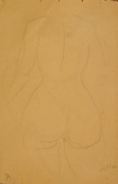 Yarım boy çıplak kadın (kağıt üzerinde siyah tebeşir) by Henri Gaudier Brzeska