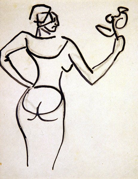 Bir demet çiçek tutan bayan by Henri Gaudier Brzeska