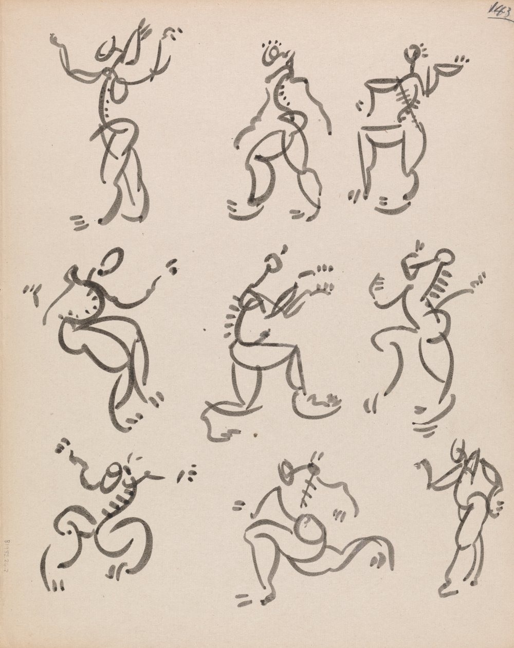 Üç Kayıtta Dans Eden Dokuz Figür by Henri Gaudier Brzeska