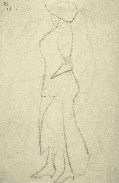 Yandan gezinti (kağıt üzerinde siyah tebeşir) by Henri Gaudier Brzeska