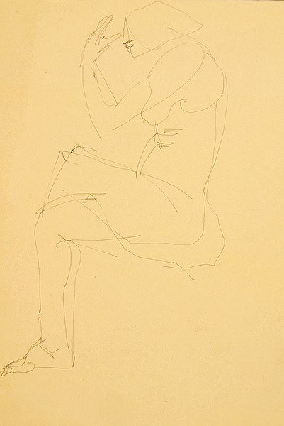 Sophie çıplak, oturmuş, bacak bacak üstüne atmış by Henri Gaudier Brzeska