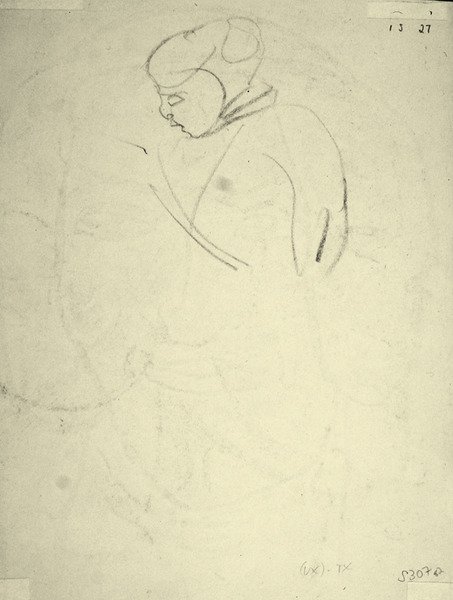 Aşağı bakan bir kadının çalışması (kağıt üzerinde siyah tebeşir) by Henri Gaudier Brzeska