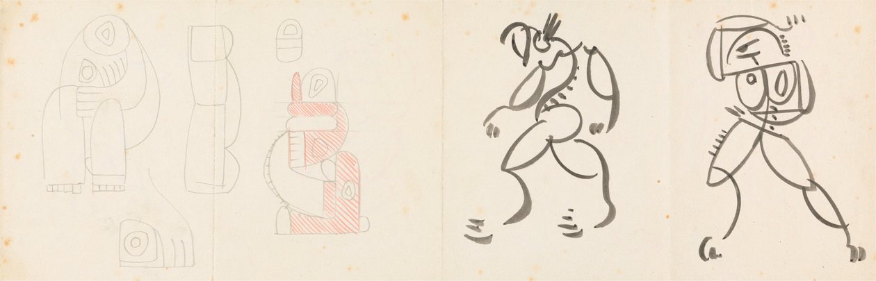 Bir Anne Çocuk Gruplaması İçin Dans Eden İki Figür ve Beş Çalışma by Henri Gaudier Brzeska