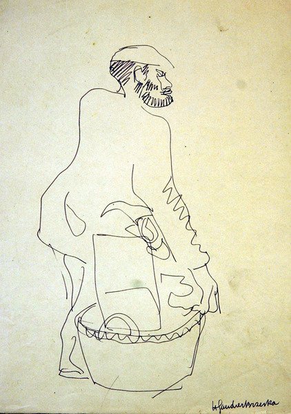Whitechapel Yahudisi ikinci el eşya satıyor by Henri Gaudier Brzeska